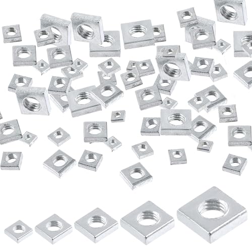 Tuerca Cuadrada, Rosca Hembra, Tuercas de Rosca, Tuercas Roscada, Utilizada en Varios Campos Como la Industria, la Construcción de Vehículos, Incluye M3, M4, M5, M6, M8, 50 Piezas