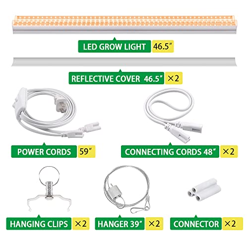 Monios-L T5 Led Grow Light, 4Ft Full Spectrum Sunlight Replacement, 60W High Output Integrated Fixture With Rope Hanger For Indoor Plants, Hydroponics, Seedling, Growing, Blooming #TOP6