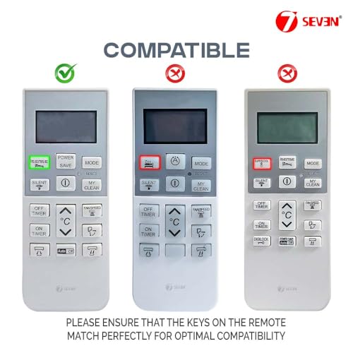 Image of 7SEVEN Compatible with Hitachi AC Remote Control 168A Model Suitable for 1 1.5 2 Ton Spilt and Window Air Conditioner - Match Keys Exactly Existing Remote Controller Use New AAA Alkaline Battery