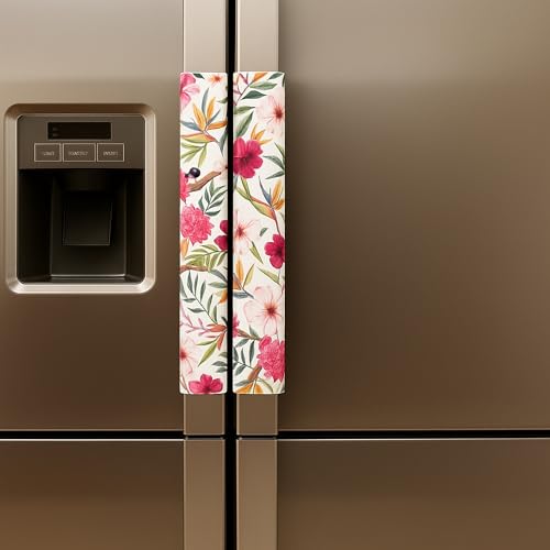 Image of WWW.THROWPILLOW.IN Fridge Handle Covers, Set of 2|Floral Printed Washable Fridge Handle Cover For Lg Samsung Fridge Refrigerator Door Handle Cover Kitchen Decor, 2 Piece