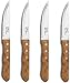 B&R ANGUS Steakmesser Set, 4 teilig, Pizzamesser Set, Steakmesser Holzgriff, Besteck Set für Steak, Pizza & Gegrilltes, 2Cr14 Messerstahl rostfrei, Steakmesser