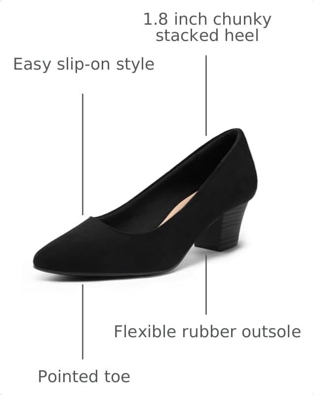 Image of mysoft Women's Chunky Stacked Heel Pumps Closed Toe Dress Shoes Comfortable Slip On Pumps