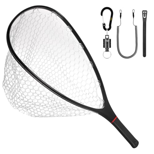 SF Fly Fishing Landing Net Soft Rubber Mesh Trout Net Catch and Release Net Carbon Fiber Combo Medium