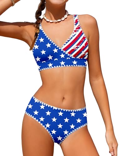 Image of KANGKANG Girls Swimsuit Bikini Set Solid Color V-Neck Two Piece Bathing Suit with Chest Pad Adjustable Straps Swimwear 7-16T