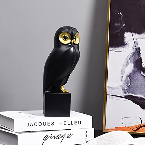 Quoowiit Owl Decor, Sculptures Home Decor, Cute Owl Sculpture For Home, Resin Animal Sculpture Crafts, Decoration Of Office, Bookshelf And Tv Cabinet, Gifts For Friends, Family And Owl Lovers (Black) #TOP4