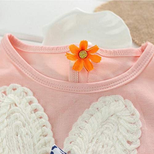 Rabbit Outfits Toddler Kids Little Girls Cute Cartoon Bunny Bow Applique T-Shirt Tops+Floral Pants Navy (Pink, 24 Months)