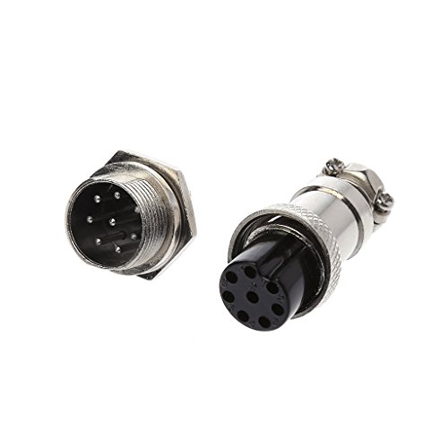 Rtengtunn Aviation Plug Male & Female Wire Panel Metal Connector 16mm 2/3/4/5/6/8/9 Pin GX16-8PIN