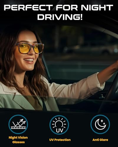 SODQW Night Driving Glasses for Women Men Night Vision Anti-Glare Polarized Yellow Lens Glasses for Night Time Driving2