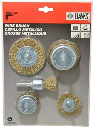 Value Collection - 5 Piece Set, 25, (2) 50 & (2) 75mm Diam, Cup, Wheel & End Power Brush Set - Coarse Grade, Brass Coated Steel Fill, Shank Included (6 Sets)