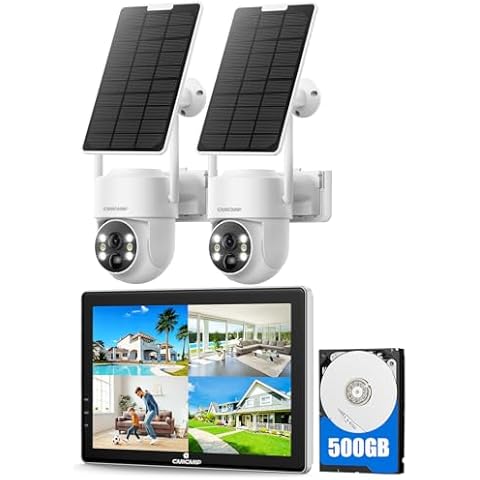 CAMCAMP Solar Security Cameras Outdoor Wireless with 10" 10CH Monitor, 2 Cam-Kit, No Subscription, Solar-Powered, Home Security Cameras System with 360° Pan & Tilt, 2K Color Night Vision, HDMI Output Cover