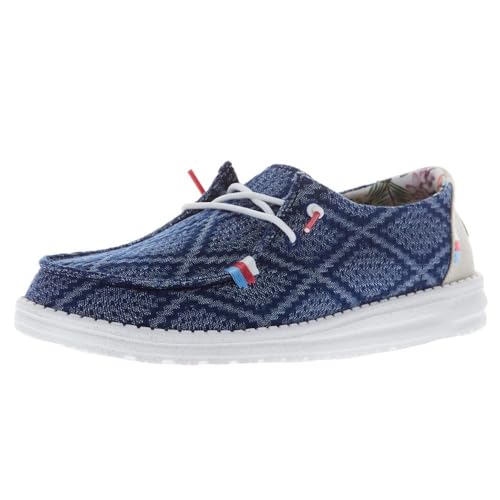 Image of HEYDUDE Women's Wendy Boho Slip On Shoe, True Blue Size 5 | Lightweight Casual Loafer with Memory Foam Insole