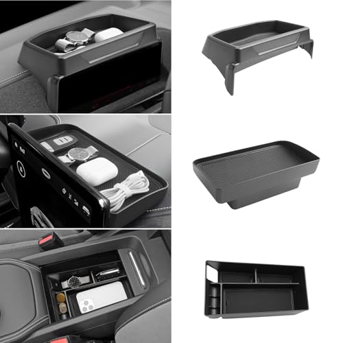 Image of LUWU 3PCS 2025 2026 Mustang Mach E Dashboard Storage Tray Compatible with Ford Mustang Mach E 2021-2026 Accessories Center Console Armrest Box Hidden Organizer Tray Behind Screen ABS Material