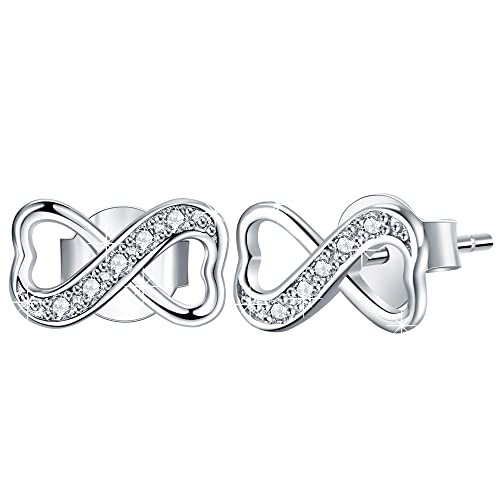 Infinity Ohrringe Damen 925 Sterling Silber Unendlichkeit Ohrstecker Funkelnden Kubischen Zirkonia Ohrschmuck Für Frauen mädchen Cover