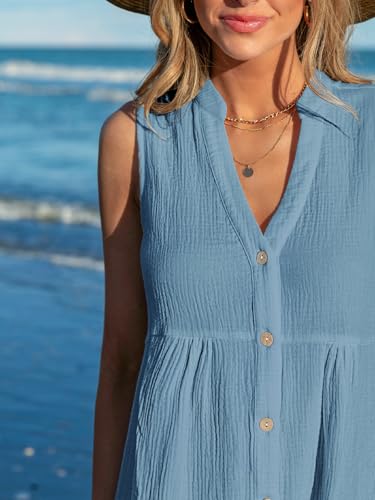 Image of CUPSHE Women Swimsuit Coverup 100% Cotton Ruffle Hem Beach Cover Up Dresses