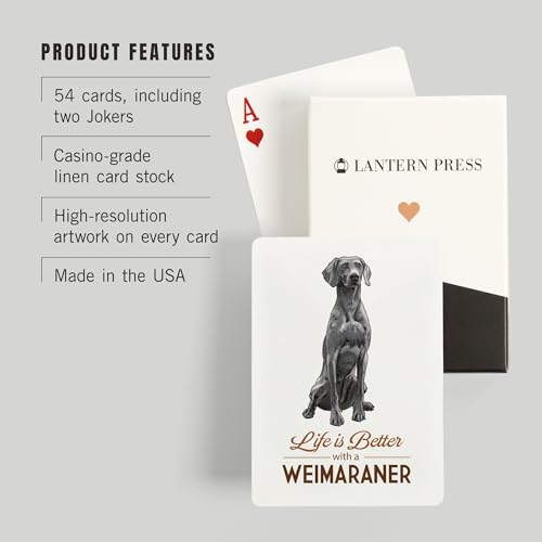 Baraja de naipes Weimaraner tamaño póker 52 cartas miniatura 3