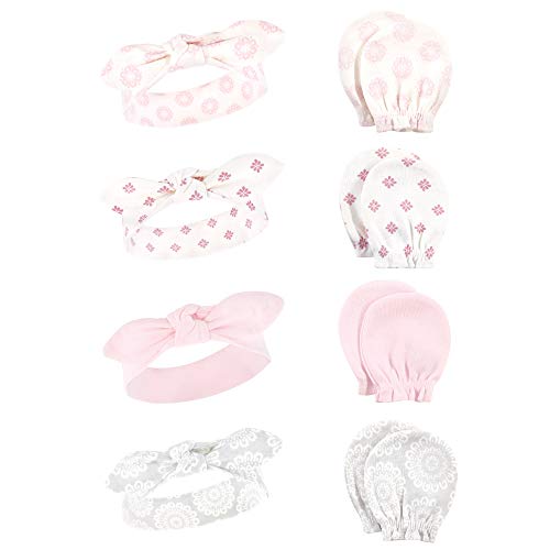 Image of Hudson Baby Baby Girls' Cotton Headband and Scratch Mitten Set
