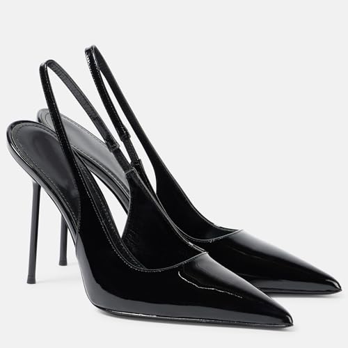 Black Slingback Pumps for Women Pointed Toe Sexy High Stiletto Heels Back Strap Fashion High Heels Bridal Elegant Wedding Shoes3