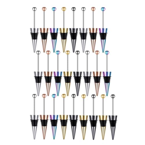 Rinteea 25 tapones de vino con cuentas para botellas de vino, tapones decorativos para botellas de vino, tapones decorativos para botellas de vino, de aleación, reutilizables, fáciles de instalar