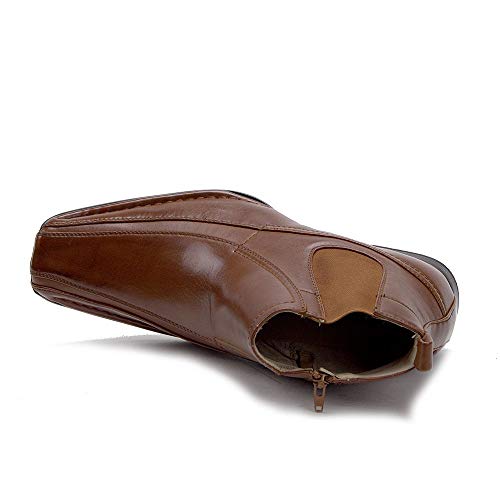 Jazamé Men's 87742 Ankle High Zipped Classic Square Toe Chelsea Dress Boots3