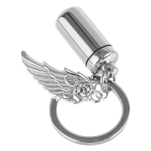 Angoily 壷灰キーチェーン キット ポンポン 鍵 足 鬼ごっこ 火葬キーホルダー ペットの骨壷キーホルダー 灰の容器 ペットアッシュペンダント 壷メモリアルペンダント チタン鋼 Silver