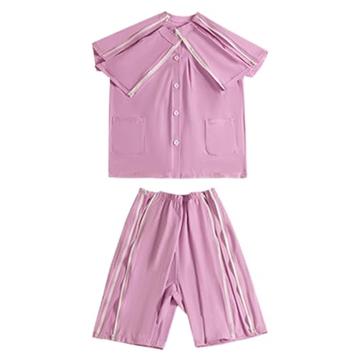 Short Sleeve Post Shoulder Surgery Shirts Patient Pajamas Set Breakaway Patient Clothing Pants for Men Women