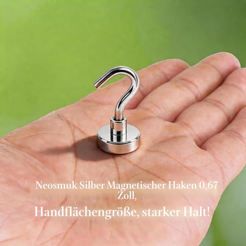 Neosmuk Magnethaken,11kg Extra Stark Magnet Haken für Grill, Neodym für Gadgets,Gross Magnetischer Halter für Küche,Klein, Haken Magnetisch(10 Stück)