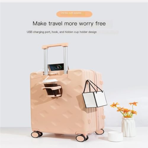 Suitcase Men's and women's luggage 20-inch boarding code leather suitcase multifunctional sturdy suitcase Luggage(Black)4