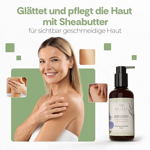 Anissa Naturkosmetik Bodylotion - verzorging voor veeleisende en gevoelige huid, hydraterend, natuurlijke ingrediënten, veganistisch, 200 ml - Body Lotion Dames Skin Care - Afbeelding 5