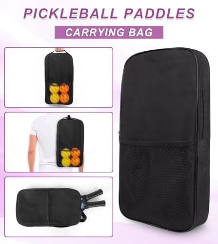 Pickleball Paddles, Carbon Fiber Pickleball Paddles Set of 2, Pickle Ball Rackets 2 Pack, Pickleball Equipment and Accessories Outdoor, Includes 4 Balls and Bag for Beginners, Pros, Adults - Thumbnail 5