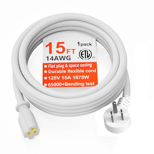 HUANCHAIN 14 Gauge 15FT Flat Plug Extension Cord, 15A, 125V