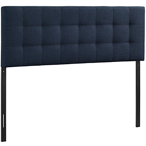 Image of Modway Lily Tufted Linen Fabric Upholstered Queen Headboard in Navy