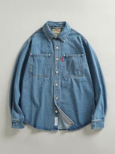 Chaqueta de mezclilla pesada para hombre estilo vintage con botones y ajuste holgado casual 3