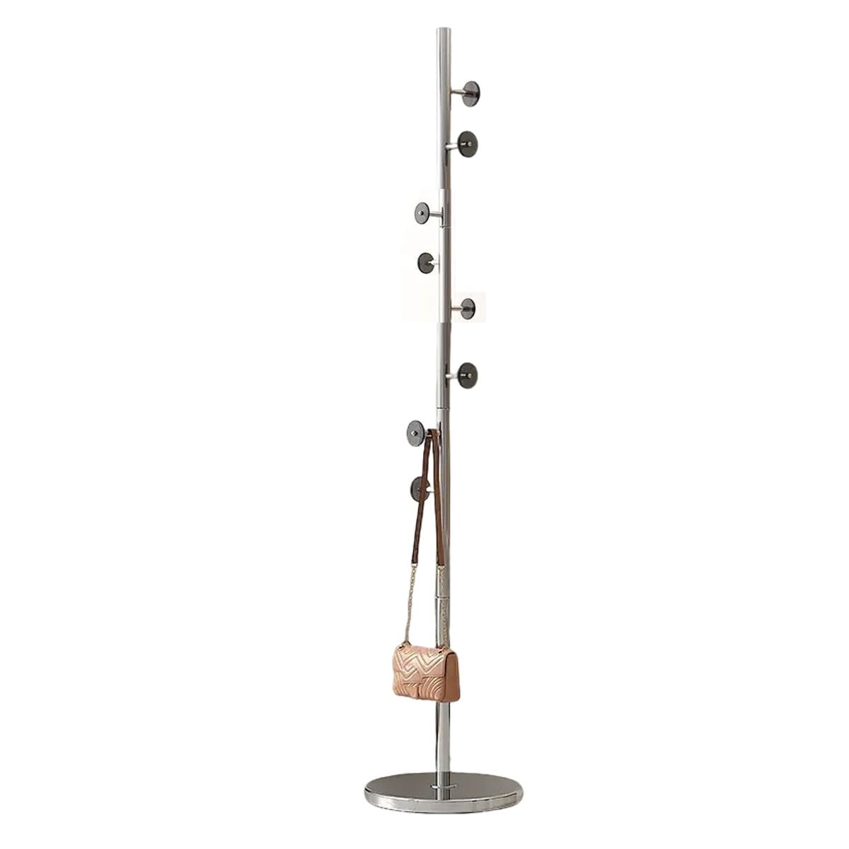 Bananaww Stainless steel coat rack freestanding, Metal Coat Tree Freestanding with 8 Hooks, Stury Metal Base for Entryway, Hallway, Bedroom