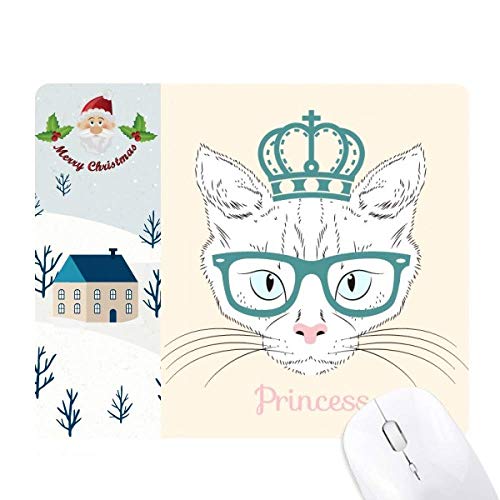 Tapis de souris chat blanc avec couronne de princesse sunglass