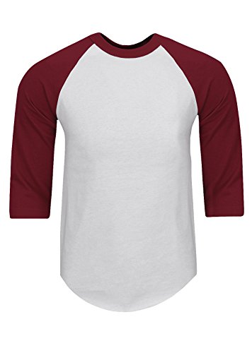 Fitscloth Menâ€™s Baseball Raglan Shirt â€“ Classic 3/4 Sleeve Casual Cotton Tee Top Sport Active Athletic Jersey Tshirt Regular Big RA0125 WHT/Burg 4X