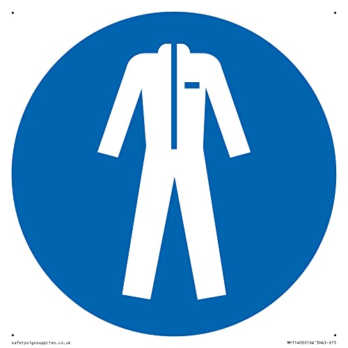 Mandatory: Wear protective clothing Sign - 150x150mm - S15, Blue/White, 150 x 150 mm