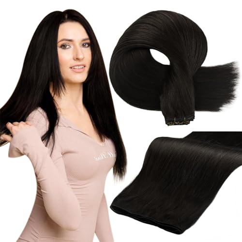 Full Shine 24 Inch Weft Hair Extensions Human Hair Sew In Hair Extensions Real Human Hair Black Human Hair Sew In Extensions Genius Weft Extensions For Women