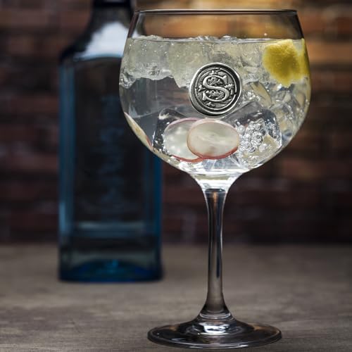 English Pewter Company Personalised Gin Glass with Your Choice of Initial - Unique Gift for Men or Women Birthdays Anniversaries (S) [MON319]