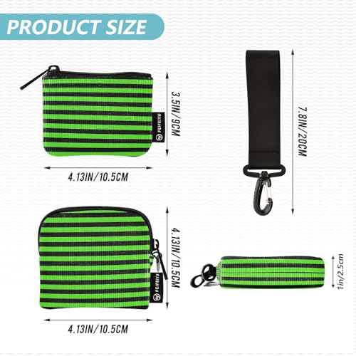 Green Black Strips Women's Coin Wallet Card Holder Large Capacity Wristlet Wallet Key Holder with Zipper Coin Pocket for Work Travel 2 Pcs para Meter tarjetas de credito4