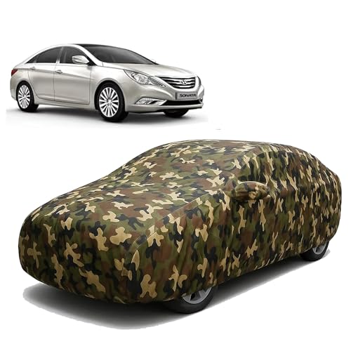 Image of Sulfar 100% Waterproof Car Body Cover Compatible with Mirror for Hyundai Sonata with Long Lasting Durable Material (Triple Stitched, Full Bottom Elastic, Camouflage Army)