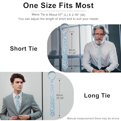 Image of Luckyvestir Ties for Men, Sage Green Cotton Floral Tie 2.76 inch Flower Printed Men's Neckties for Wedding /Groomsmen /Suit /Party