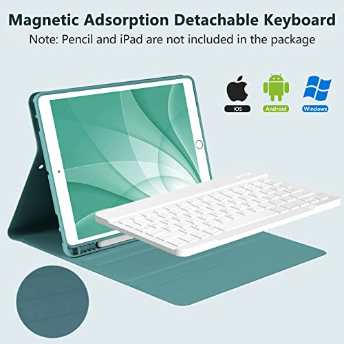 Bqss Keyboard Case For Ipad 10.2" 9Th/8Th/7Th Gen,Wireless Magnetic Detachable Keyboard Ipad 9Th/8Th/7Th,Ipad Air 3Rd Gen Stand Tablet Cover Case With Built-In Pencil Holder（Dark Green） #TOP2