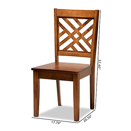 Baxton Studio Caron Dining Chair And Dining Chair Transitional Walnut Brown Finished Wood 2-Piece Dining Chair Set #TOP7