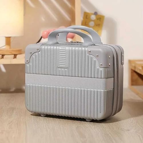 Image of Makeup Case Suitcase, Mini Bag, Mini Hard Shell Travel Luggage, Women Portable Water Proof Carrying Suitcase, Organizer Bag, Small Hard Shell Cosmetic Lugge Bag, Water Proof (B-SILVERt)