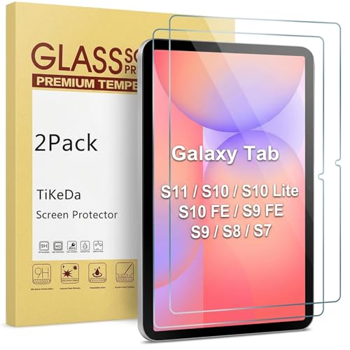 TiKeDa 2-Pack Screen Protector for Samsung Galaxy Tab S11/ S10 Lite/ S10 FE/ S9 FE/ S9 S8 S7(11& 10.9) Tempered Glass Compatible with S Pen Case Friendly Anti-Scratches