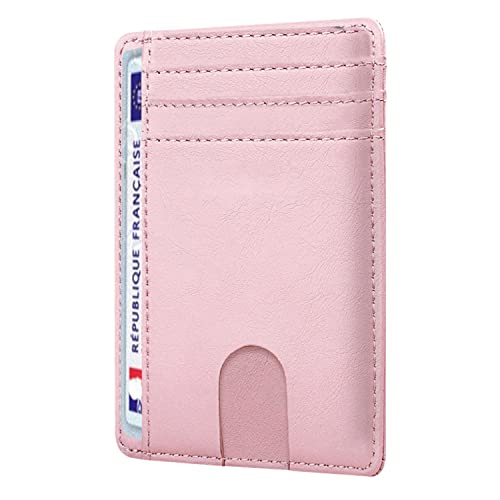 O³ Porte Carte identité française Femme [ Blocage RFID ] Portefeuille Carte bancaire Anti piratage, Anti fraude - Élégant et Minimaliste | Protégez Votre Fortune sans Perdre l’élégance ! (Rose)