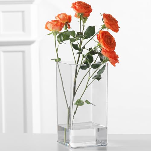 Rospynn Acrylic Cylinder Vase Thick Vase Non-Breakable Plastic Decorative Centerpiece for Home or Wedding 3.94x7.87 Square - Clear