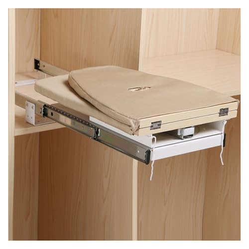 Retractable Ironing Board, Fold Ironing Board Buit-in Iron Board,Pull-out Closet Ironing Board with Removable Ironing Board Cover,for Wardrobe Cloakroom(Beige)