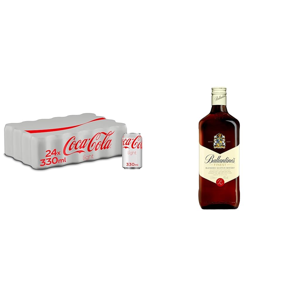 Coca-Cola Light - Refresco de cola sin azúcar, sin calorías - Pack 24 latas 330 ml + Ballantine's Finest Whisky Escocés de Mezcla, 1.5L