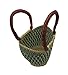 African Shopping Tote Handmade Woven Sea Grass Small Size 10 x 8 x 10 (Turq-Natural)